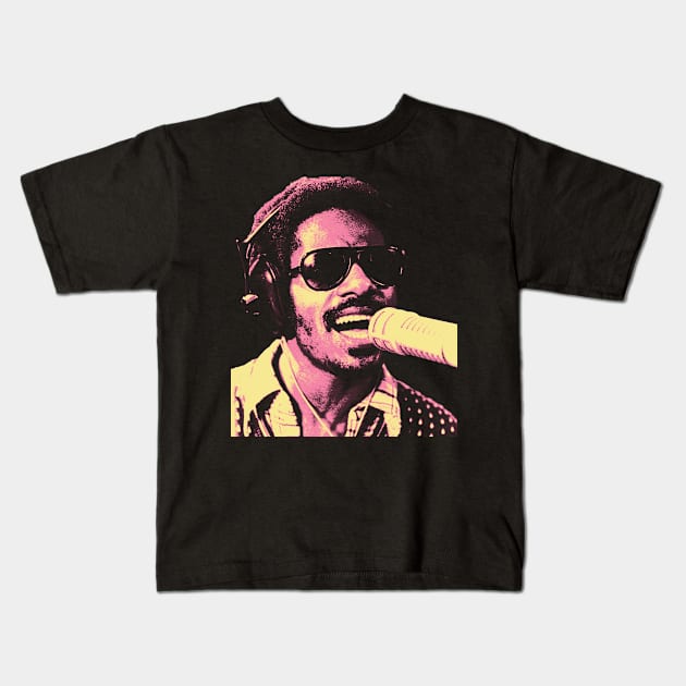 Singer Stevie Wonder Pink Kids T-Shirt by OliverIsis33